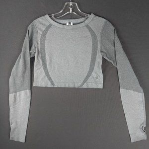 P'tula Crop Top Women Small Fitted Shirt Pullover Active Thumbholes Athleisure